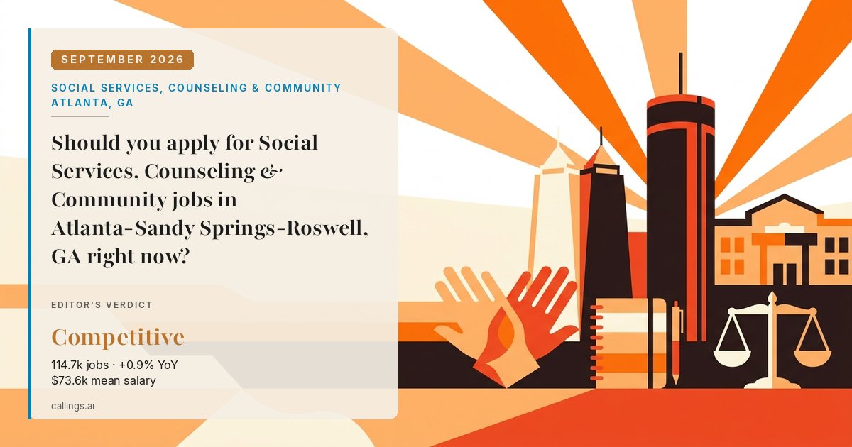 Social Services, Counseling & Community job market report cover, Atlanta-Sandy Springs-Roswell, GA, 2026-09