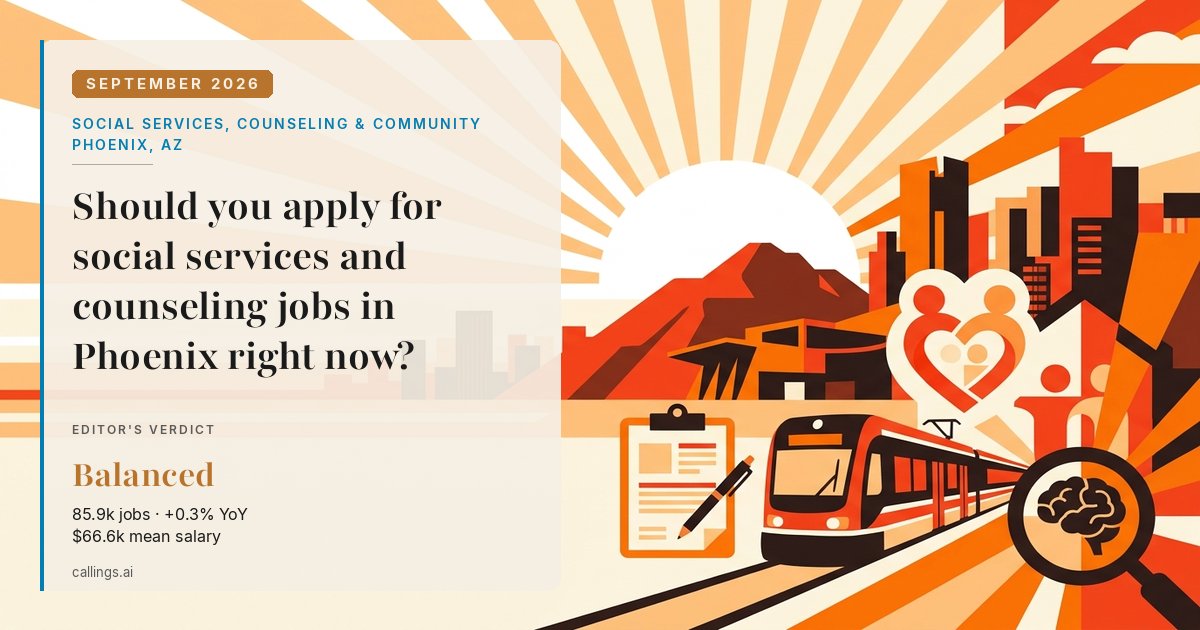 Social Services, Counseling & Community job market report cover, Phoenix-Mesa-Chandler, AZ, 2026-09