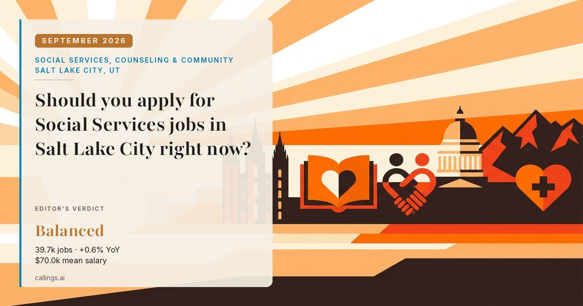 Social Services, Counseling & Community job market report cover, Salt Lake City-Murray, UT, 2026-09