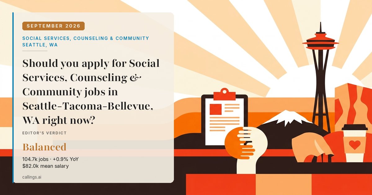 Social Services, Counseling & Community job market report cover, Seattle-Tacoma-Bellevue, WA, 2026-09