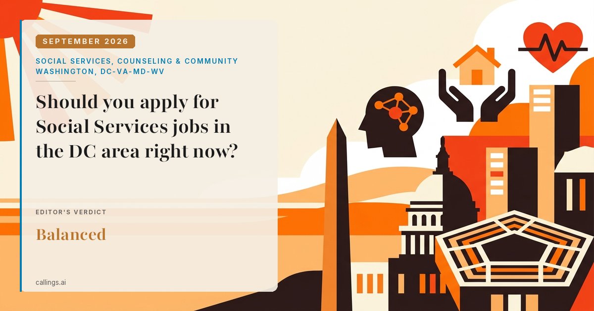 Social Services, Counseling & Community job market report cover, Washington-Arlington-Alexandria, DC-VA-MD-WV, 2026-09