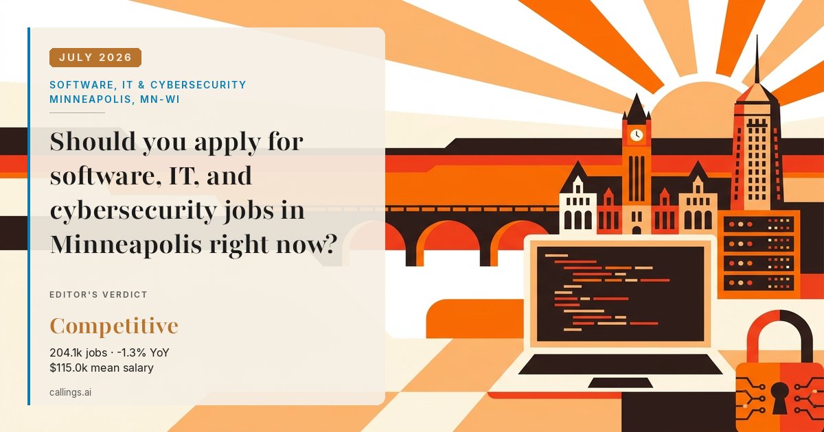 Software, IT & Cybersecurity job market report cover, Minneapolis-St. Paul-Bloomington, MN-WI, 2026-07