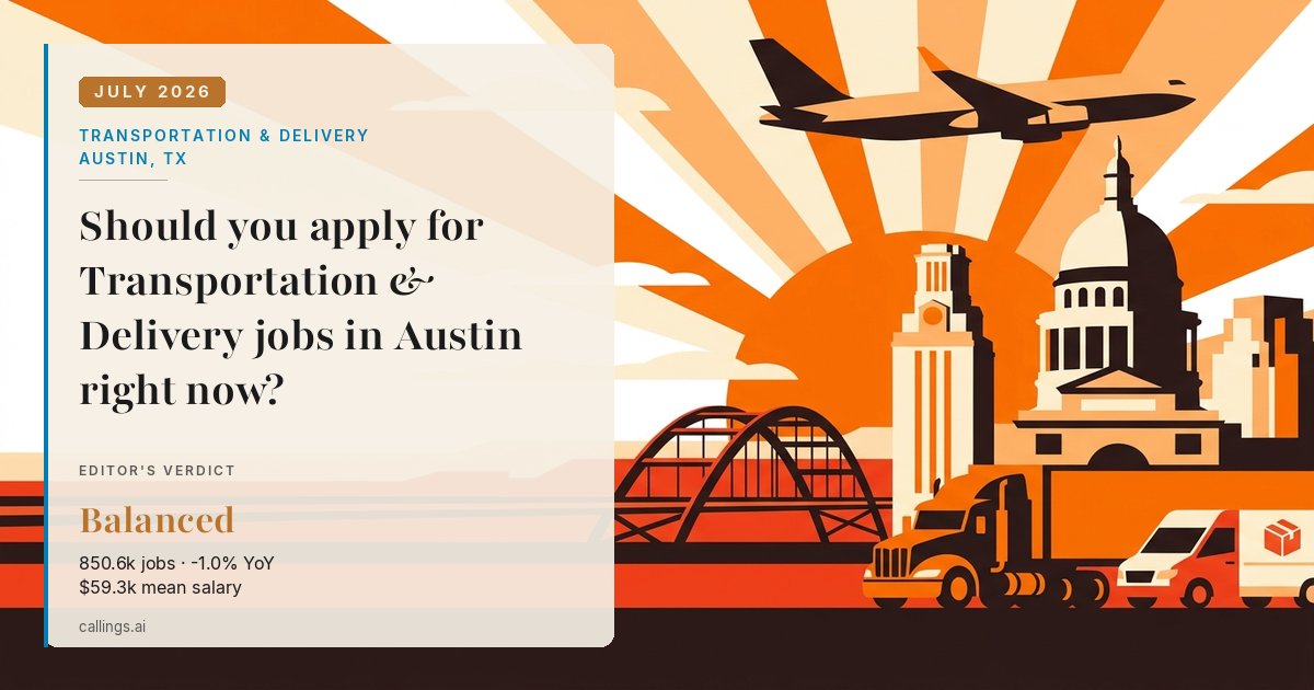 Transportation & Delivery job market report cover, Austin-Round Rock-San Marcos, TX, 2026-07