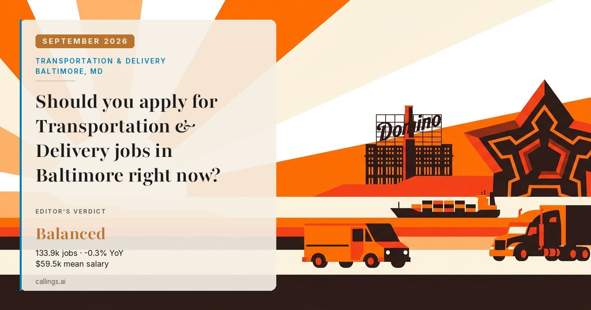 Transportation & Delivery job market report cover, Baltimore-Columbia-Towson, MD, 2026-09