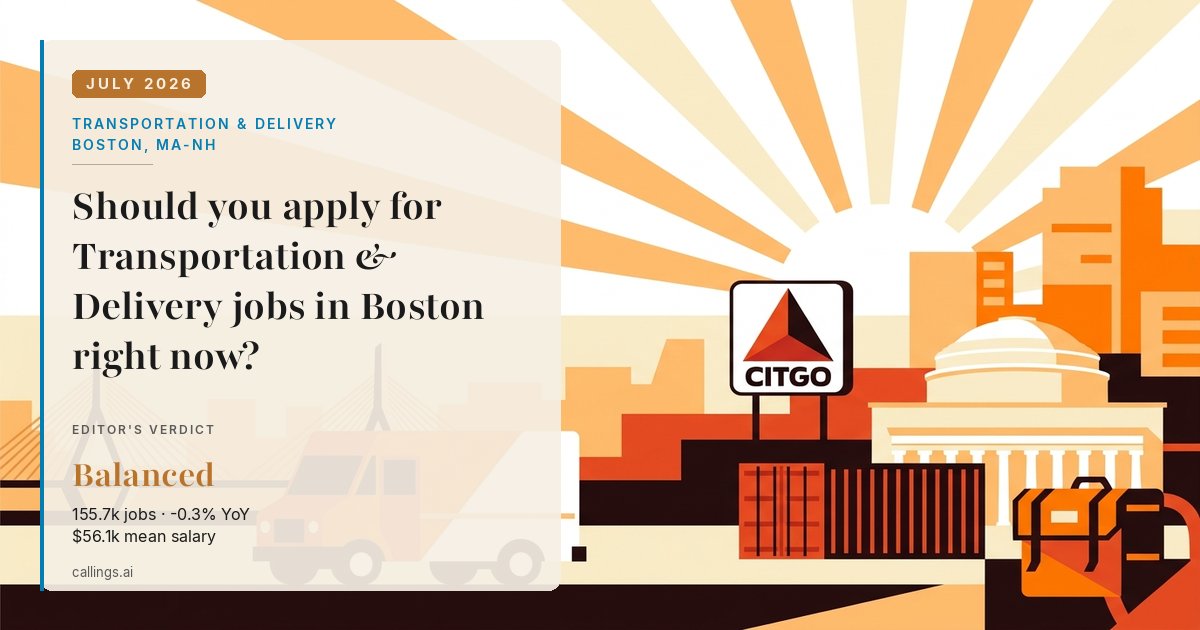 Transportation & Delivery job market report cover, Boston-Cambridge-Newton, MA-NH, 2026-07
