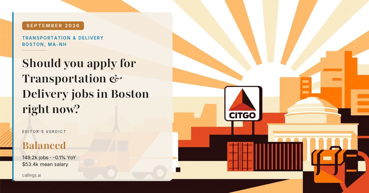 Transportation & Delivery job market report cover, Boston-Cambridge-Newton, MA-NH, 2026-09