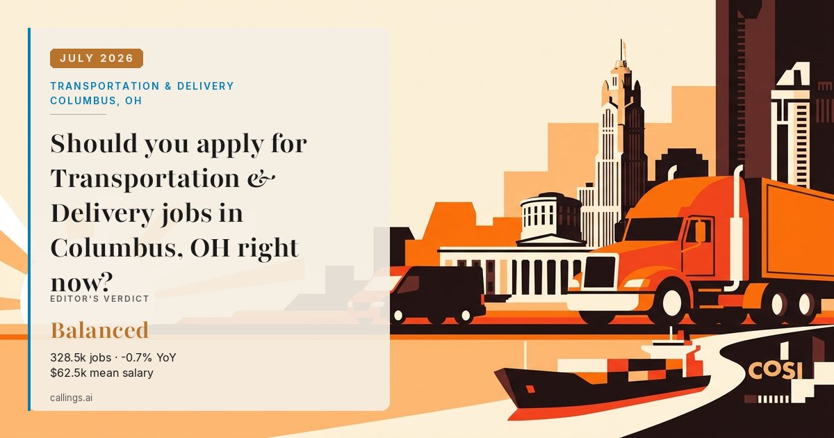 Transportation & Delivery job market report cover, Columbus, OH, 2026-07
