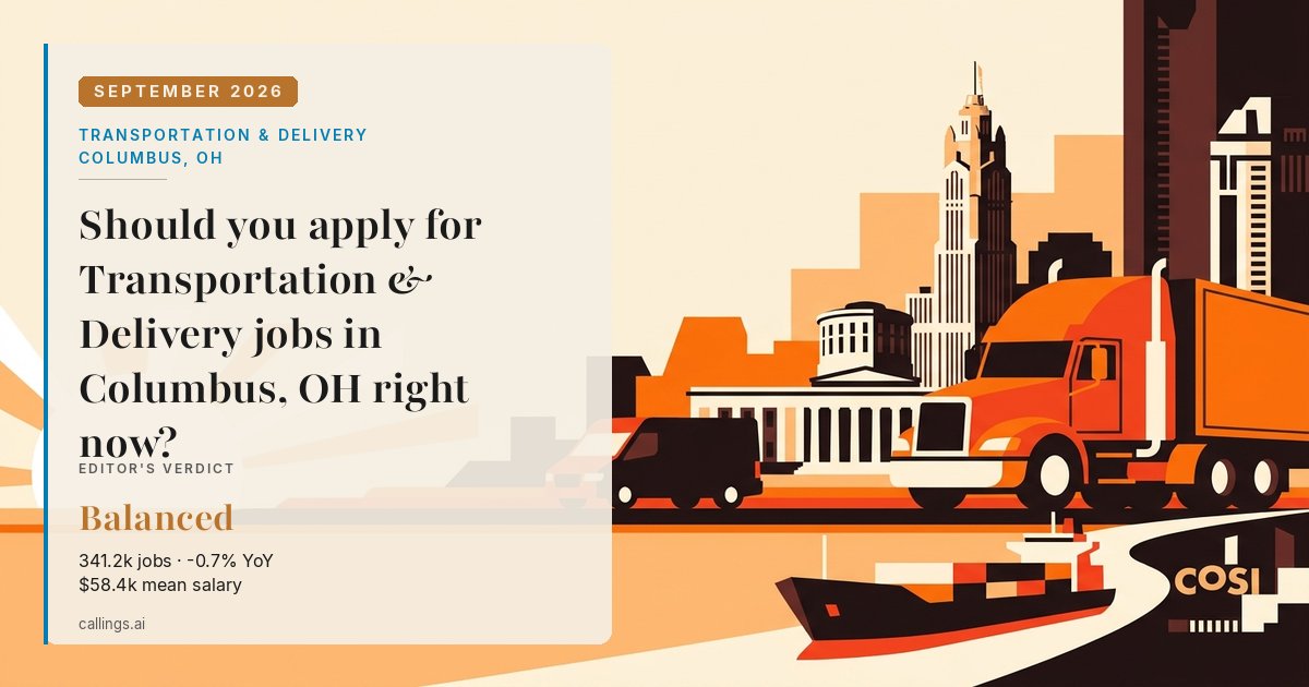 Transportation & Delivery job market report cover, Columbus, OH, 2026-09