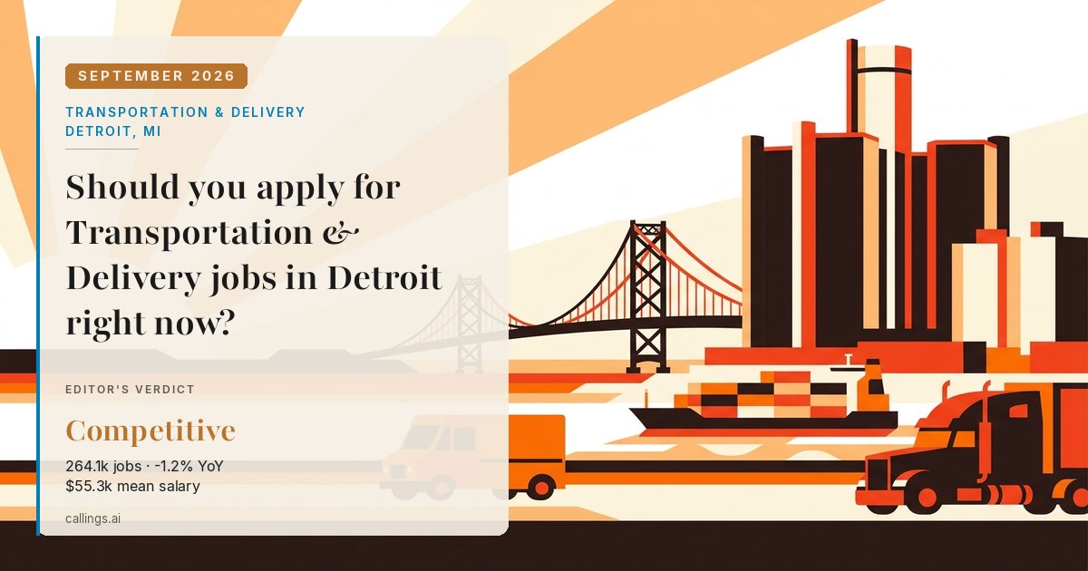Transportation & Delivery job market report cover, Detroit-Warren-Dearborn, MI, 2026-09