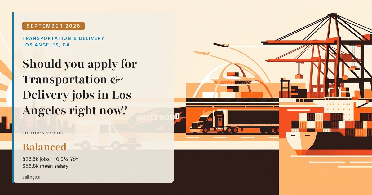 Transportation & Delivery job market report cover, Los Angeles-Long Beach-Anaheim, CA, 2026-09
