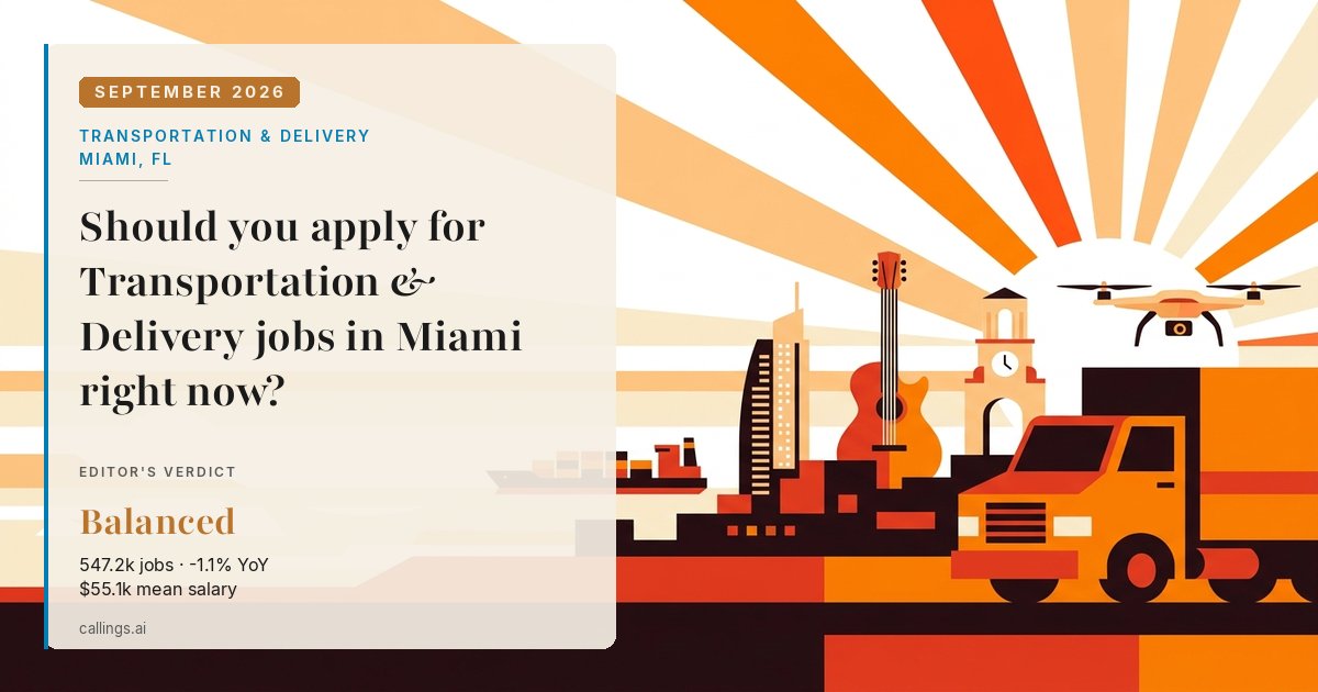 Transportation & Delivery job market report cover, Miami-Fort Lauderdale-West Palm Beach, FL, 2026-09