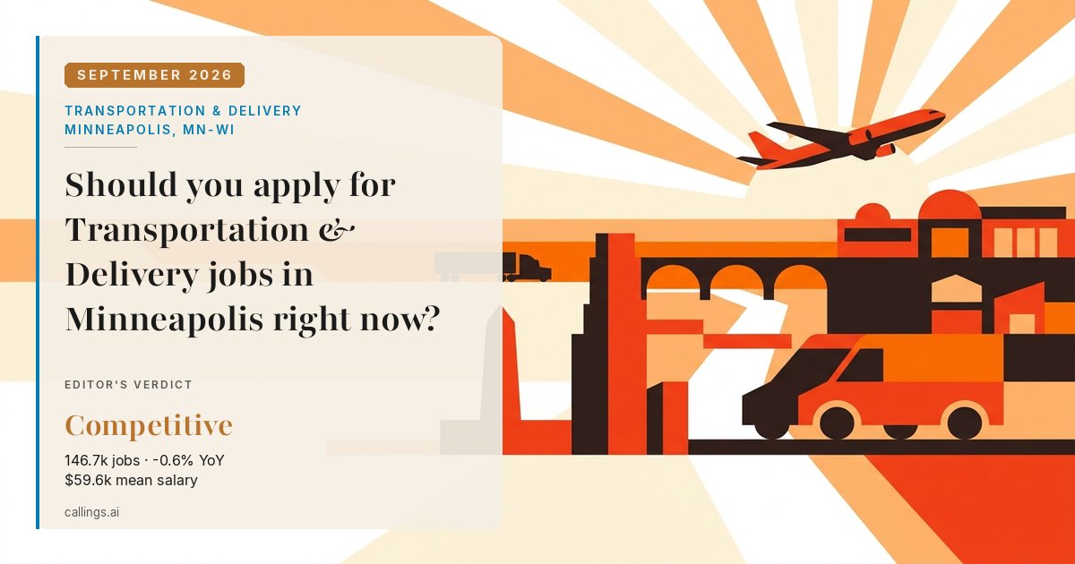 Transportation & Delivery job market report cover, Minneapolis-St. Paul-Bloomington, MN-WI, 2026-09