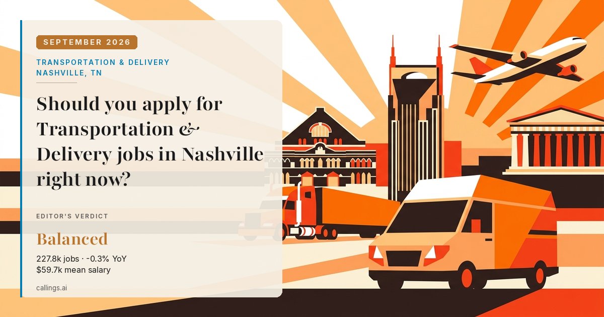Transportation & Delivery job market report cover, Nashville-Davidson--Murfreesboro--Franklin, TN, 2026-09