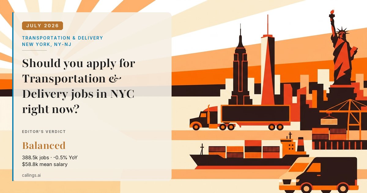 Transportation & Delivery job market report cover, New York-Newark-Jersey City, NY-NJ, 2026-07