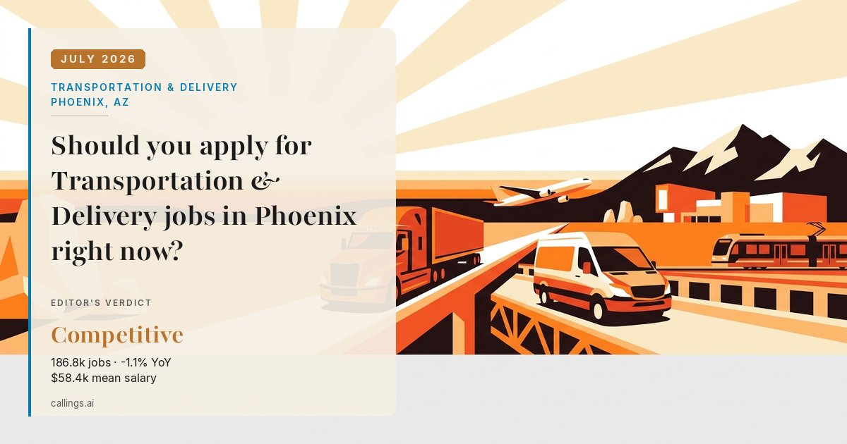 Transportation & Delivery job market report cover, Phoenix-Mesa-Chandler, AZ, 2026-07
