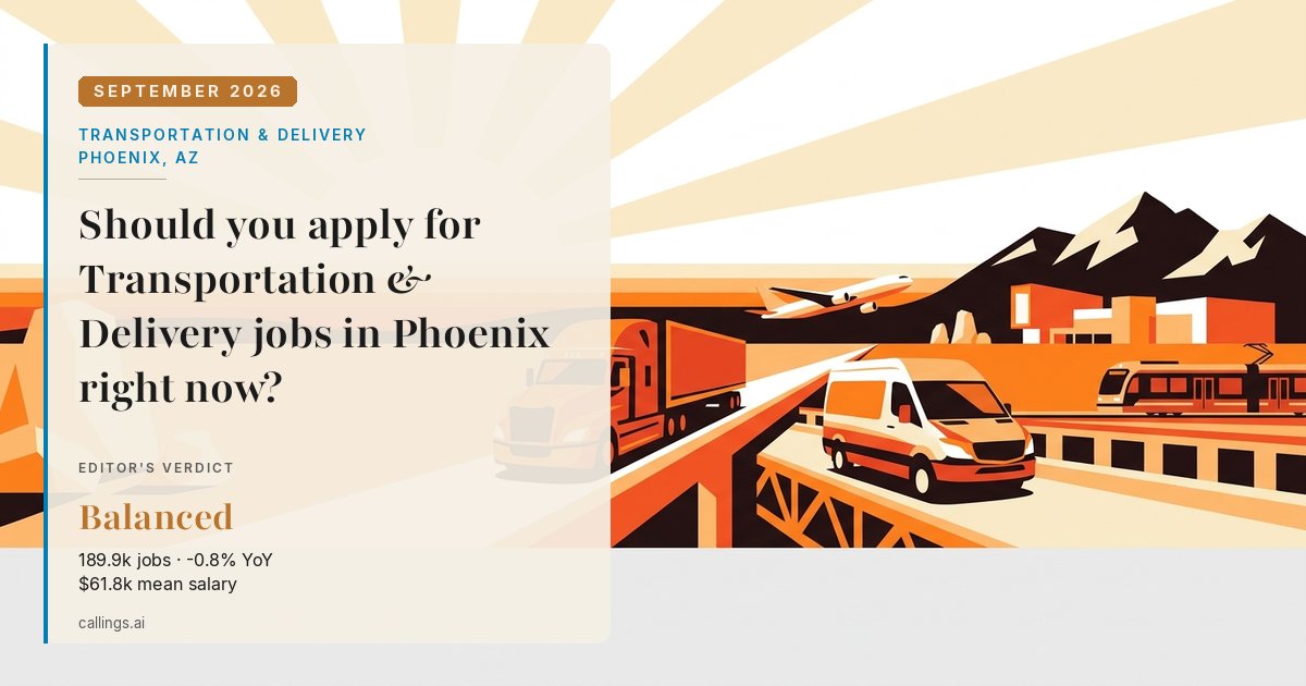 Transportation & Delivery job market report cover, Phoenix-Mesa-Chandler, AZ, 2026-09
