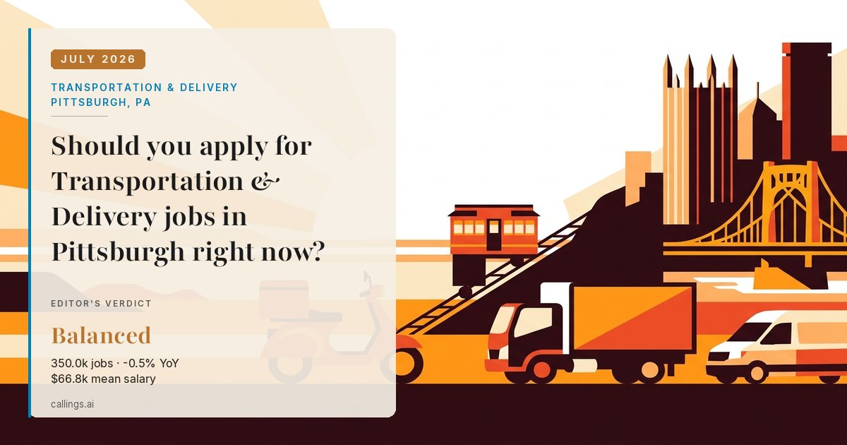 Transportation & Delivery job market report cover, Pittsburgh, PA, 2026-07