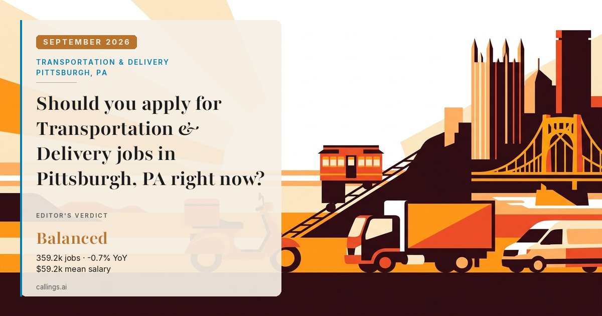 Transportation & Delivery job market report cover, Pittsburgh, PA, 2026-09