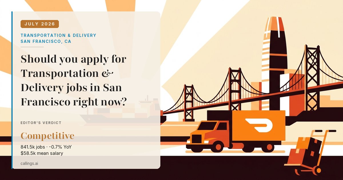 Transportation & Delivery job market report cover, San Francisco-Oakland-Fremont, CA, 2026-07