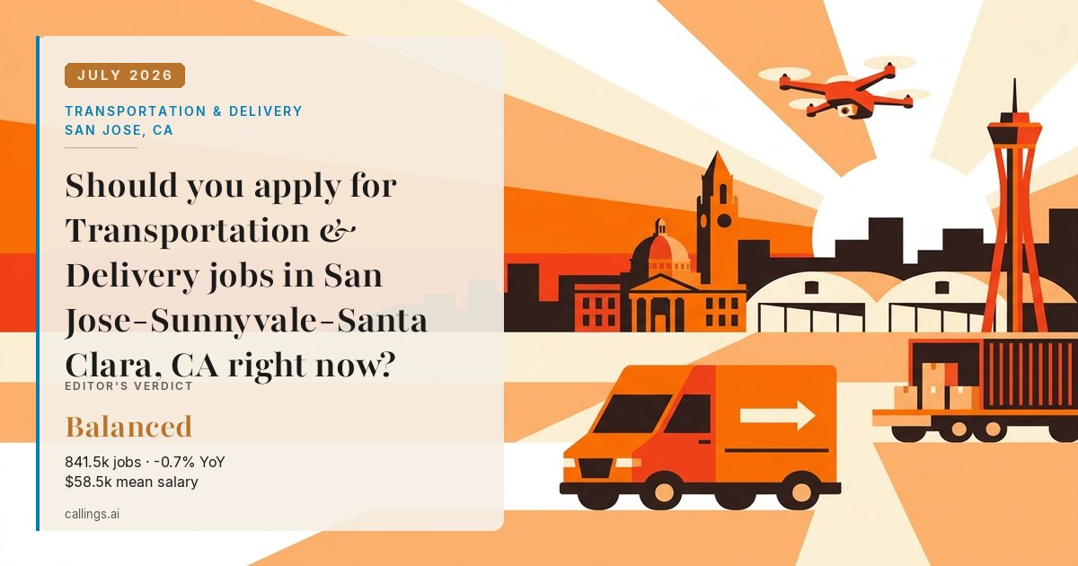 Transportation & Delivery job market report cover, San Jose-Sunnyvale-Santa Clara, CA, 2026-07