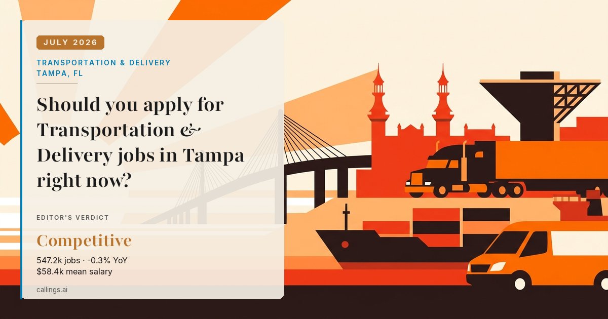 Transportation & Delivery job market report cover, Tampa-St. Petersburg-Clearwater, FL, 2026-07