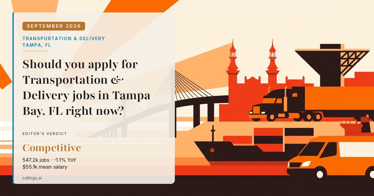 Transportation & Delivery job market report cover, Tampa-St. Petersburg-Clearwater, FL, 2026-09
