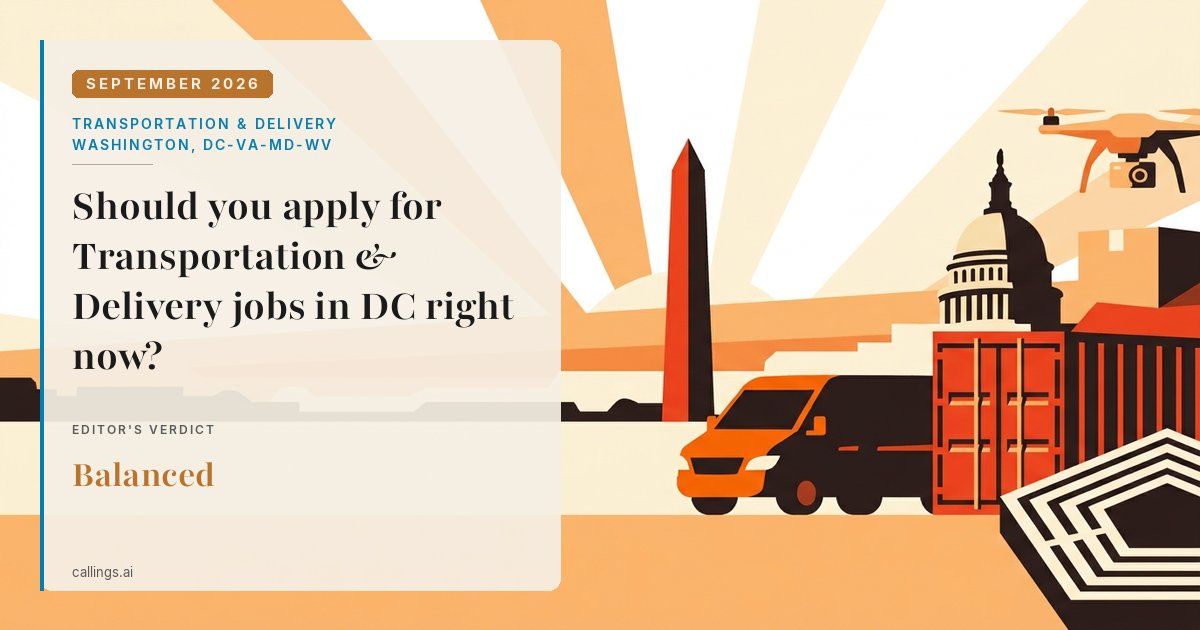 Transportation & Delivery job market report cover, Washington-Arlington-Alexandria, DC-VA-MD-WV, 2026-09