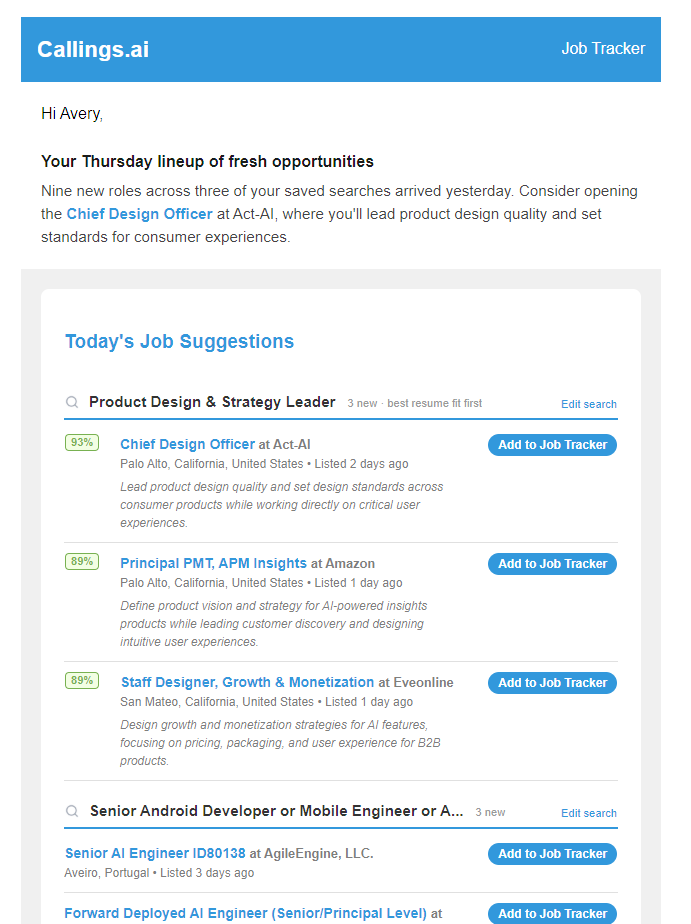 Daily job email