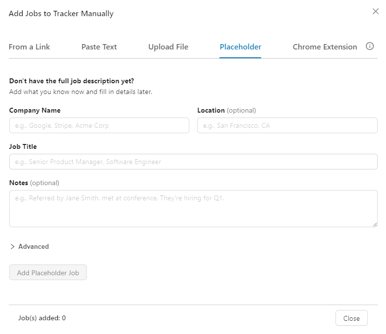 Placeholder Interface