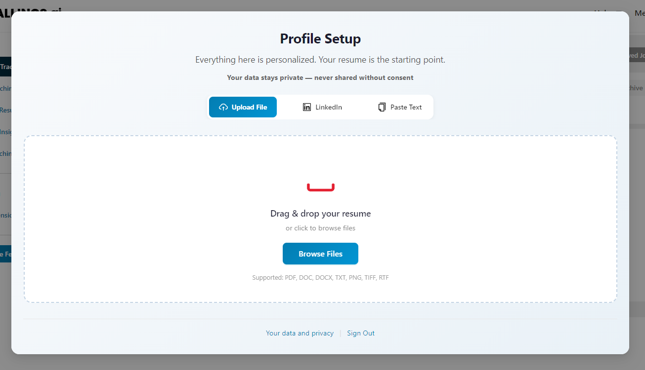 Set up your profile modal