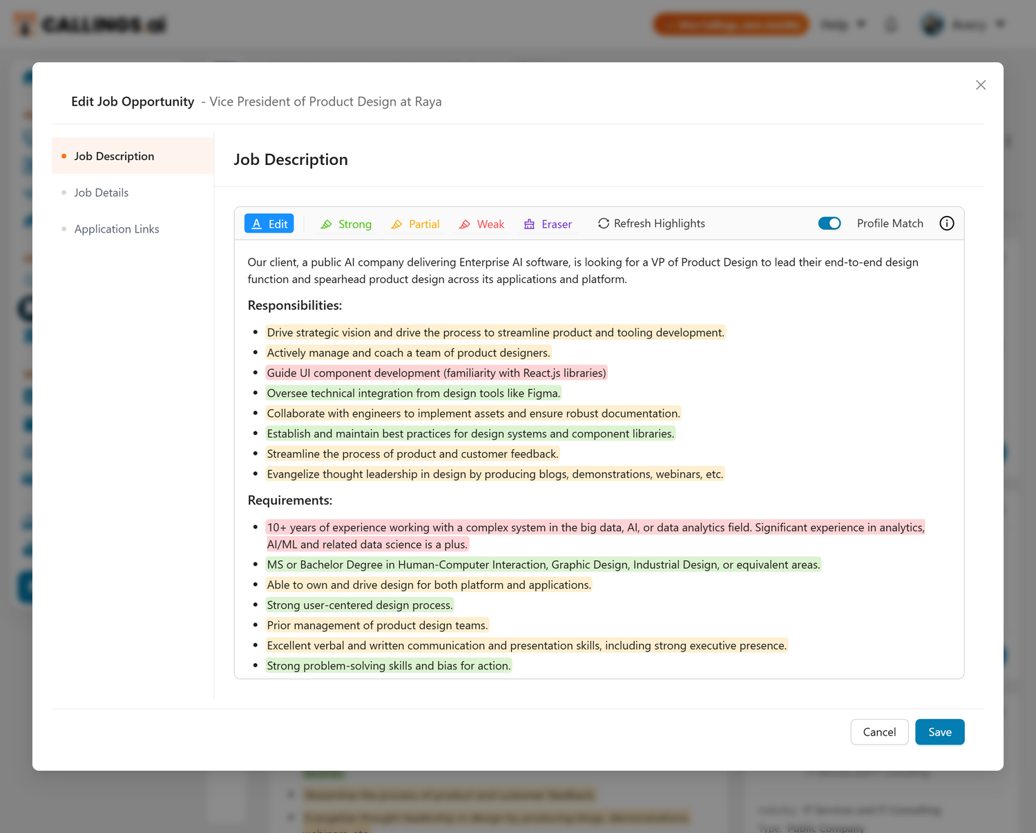 Job Description Editor