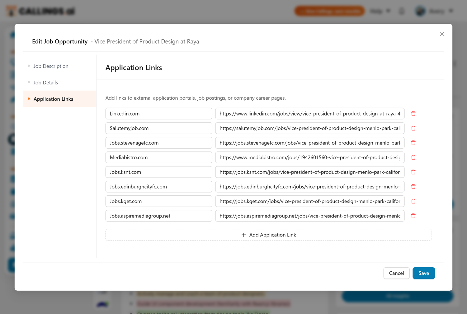 Application Links Editor