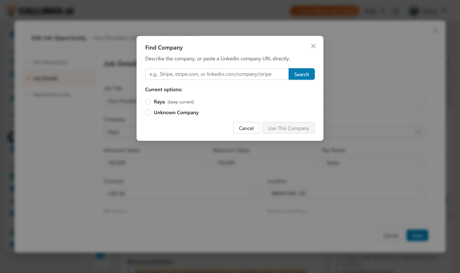 Find Company Modal