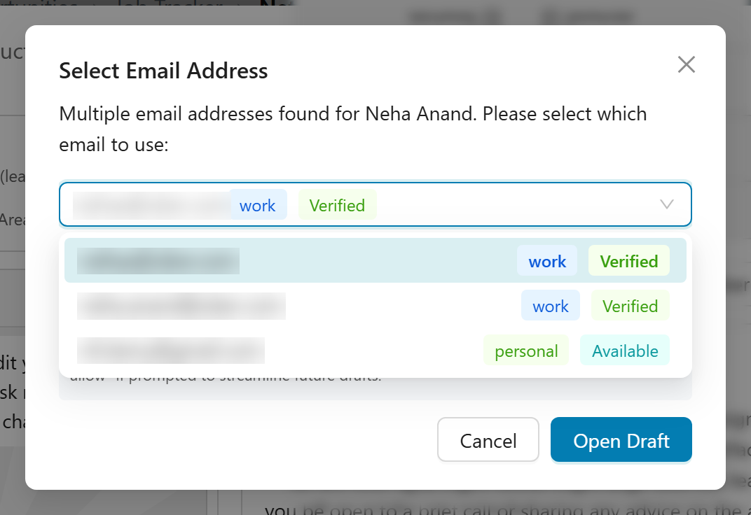 Email Selection