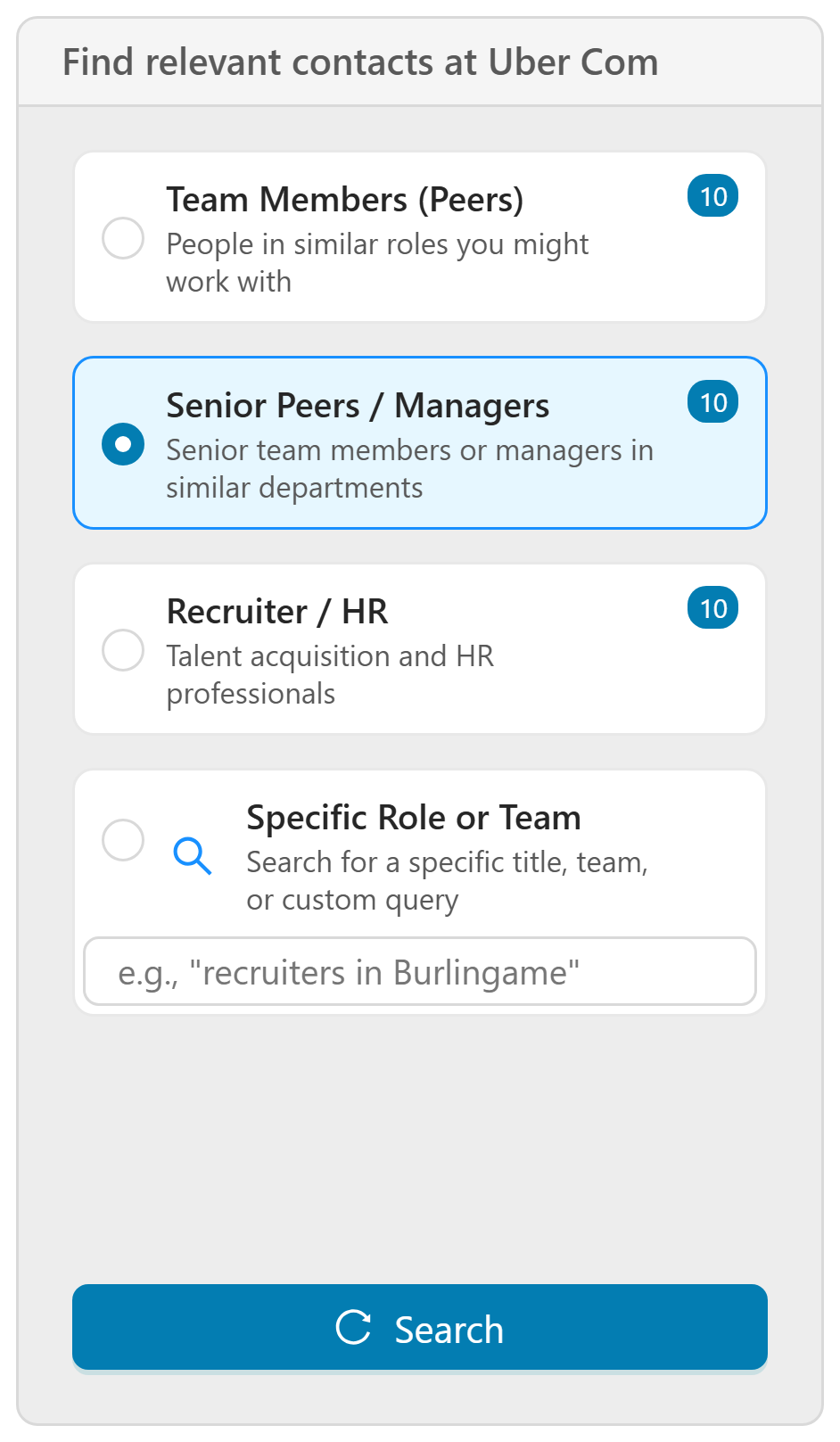 AI Contact Finder Categories