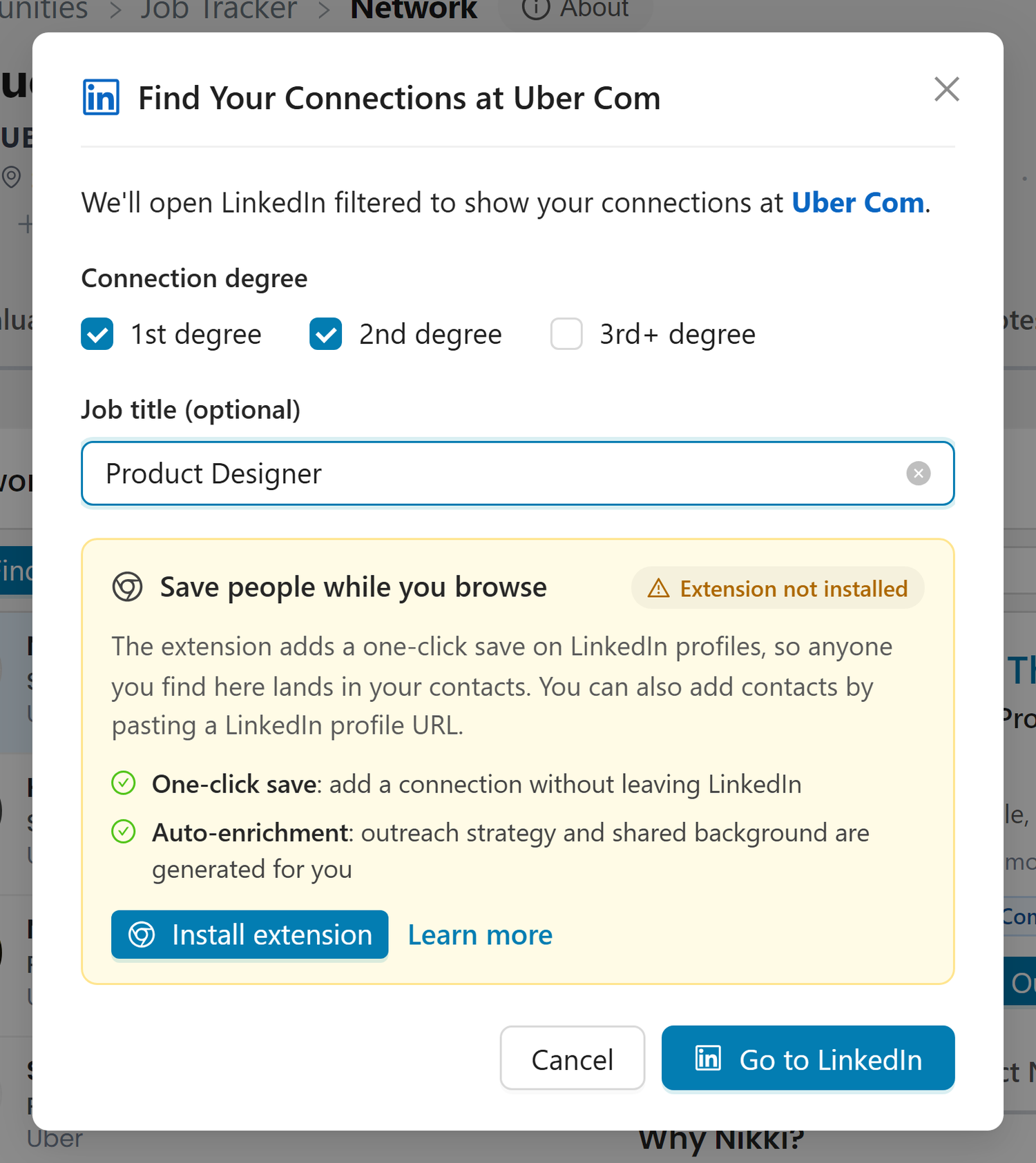 My LinkedIn Contacts Modal