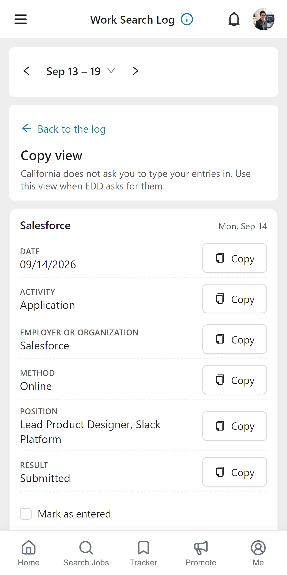 Copy view with a copy button on each field