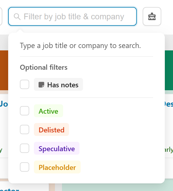 Search and filter controls in the Kanban view