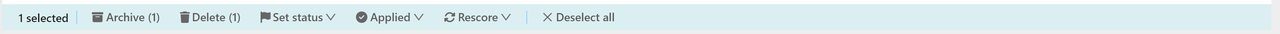 Bulk action bar for selected jobs in the Table view