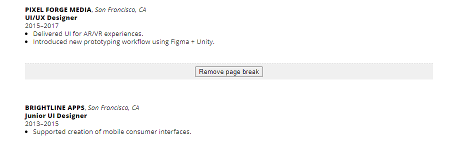 Page Break Example