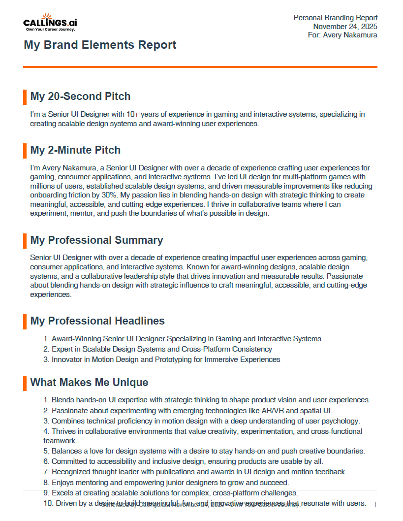 Brand Elements PDF Report