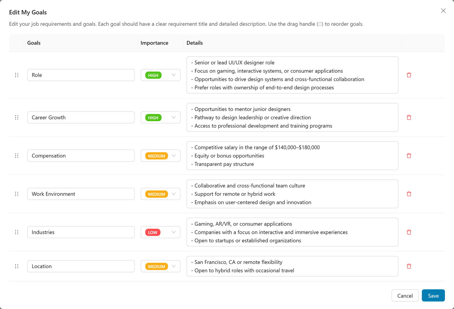 Goal Editing Modal