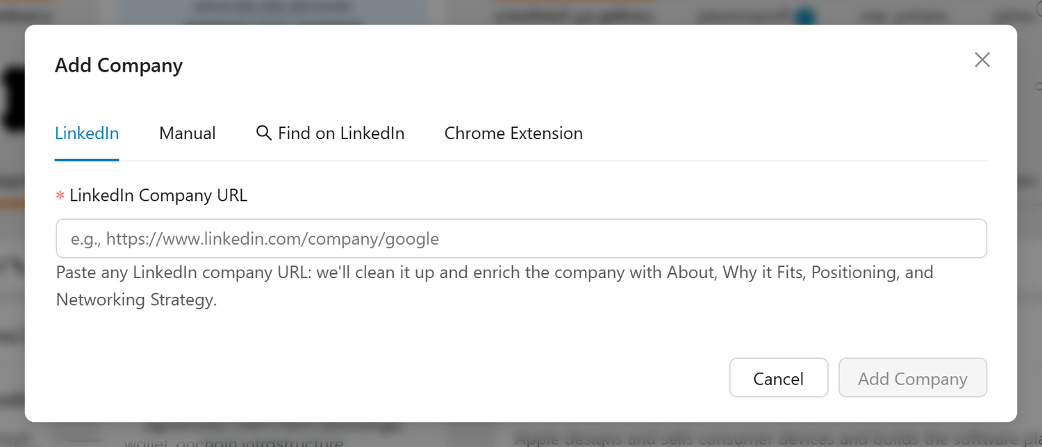 Add Company Modal