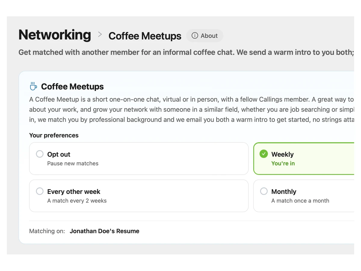 Community & Coffee Meetups in Callings.ai