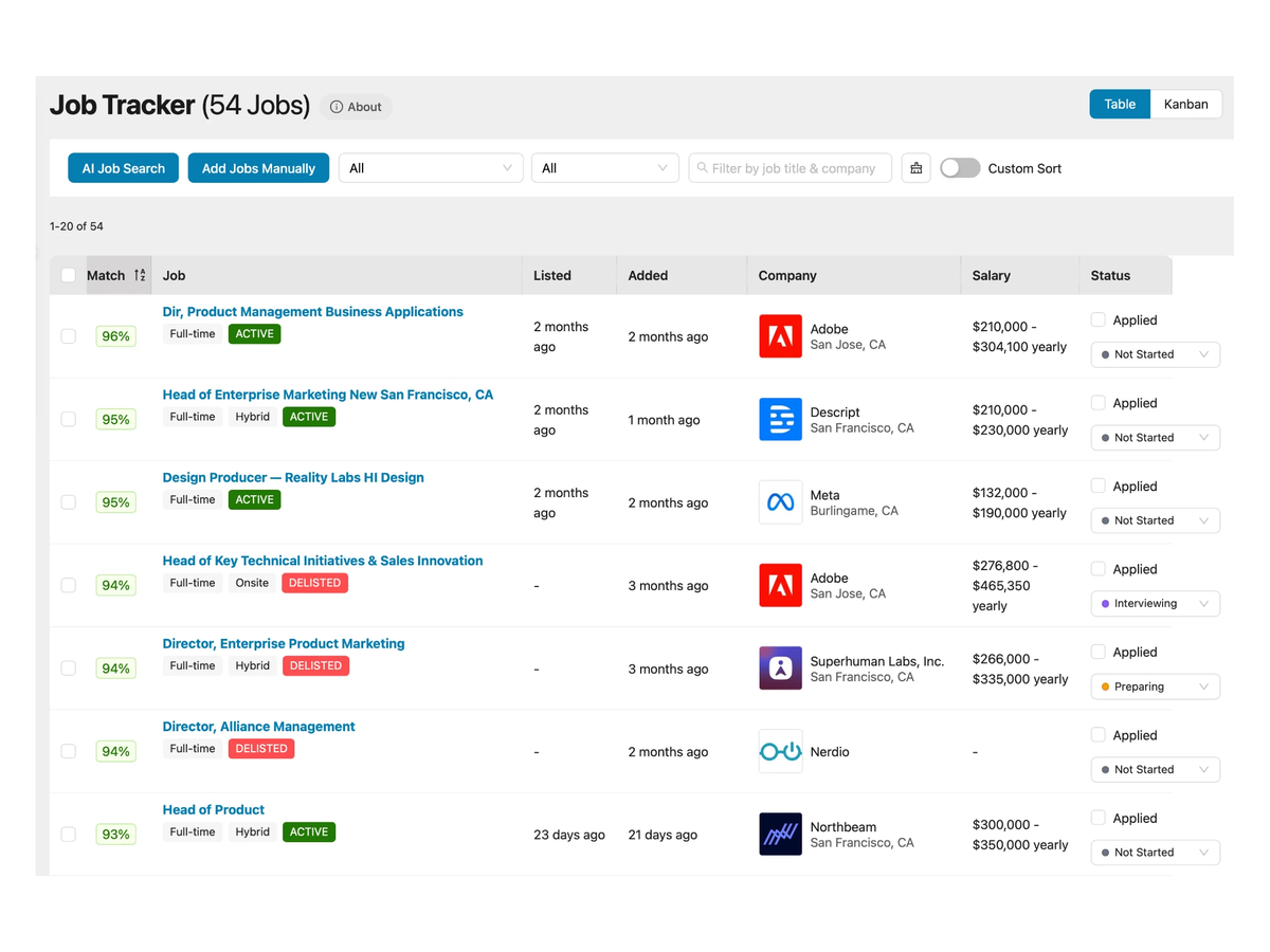 Job Tracker in Callings.ai