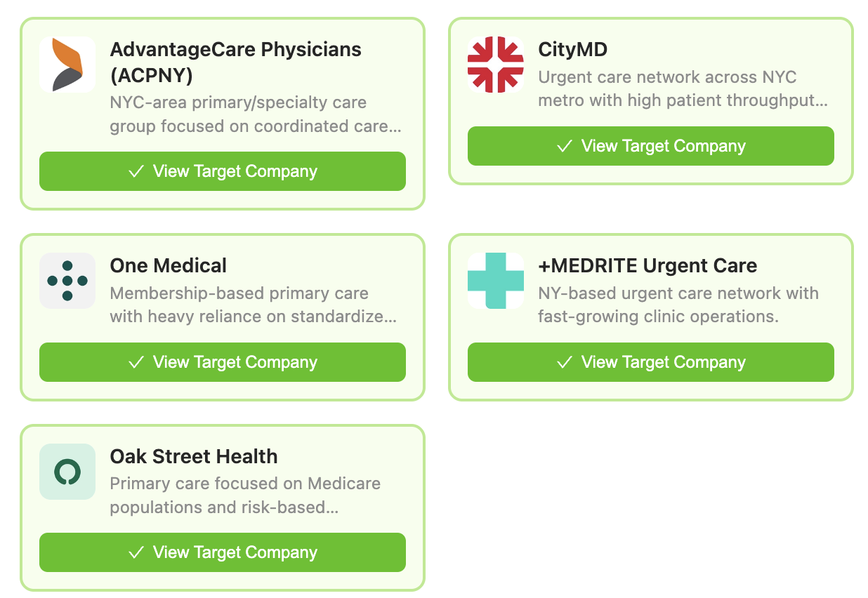Job-specific contact discovery showing hiring managers, peers and recruiters at target companies